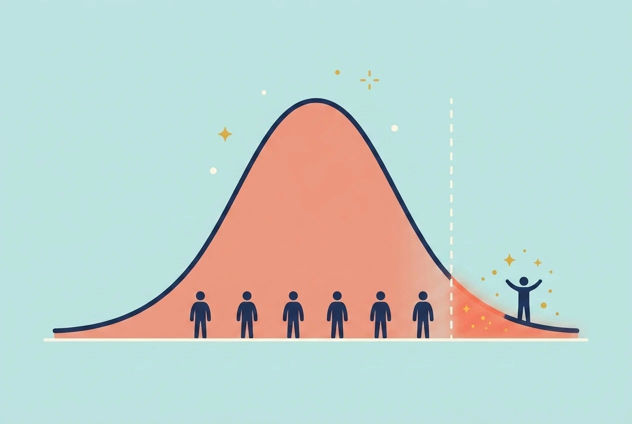 Infographie fonctionnement cognitif HPI et courbe de Gauss
