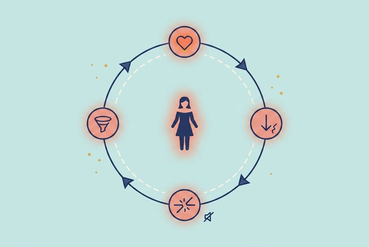 Diagram of the coercive control cycle for women victims of narcissistic abuse